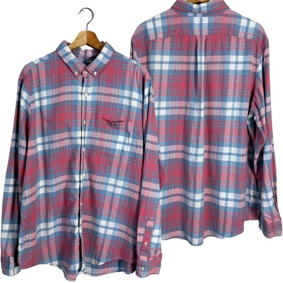 Vineyard Vines Plaid Slim Fit Tucker Button Down Shirt Men's XL Pink Blue Preppy - Picture 1 of 14